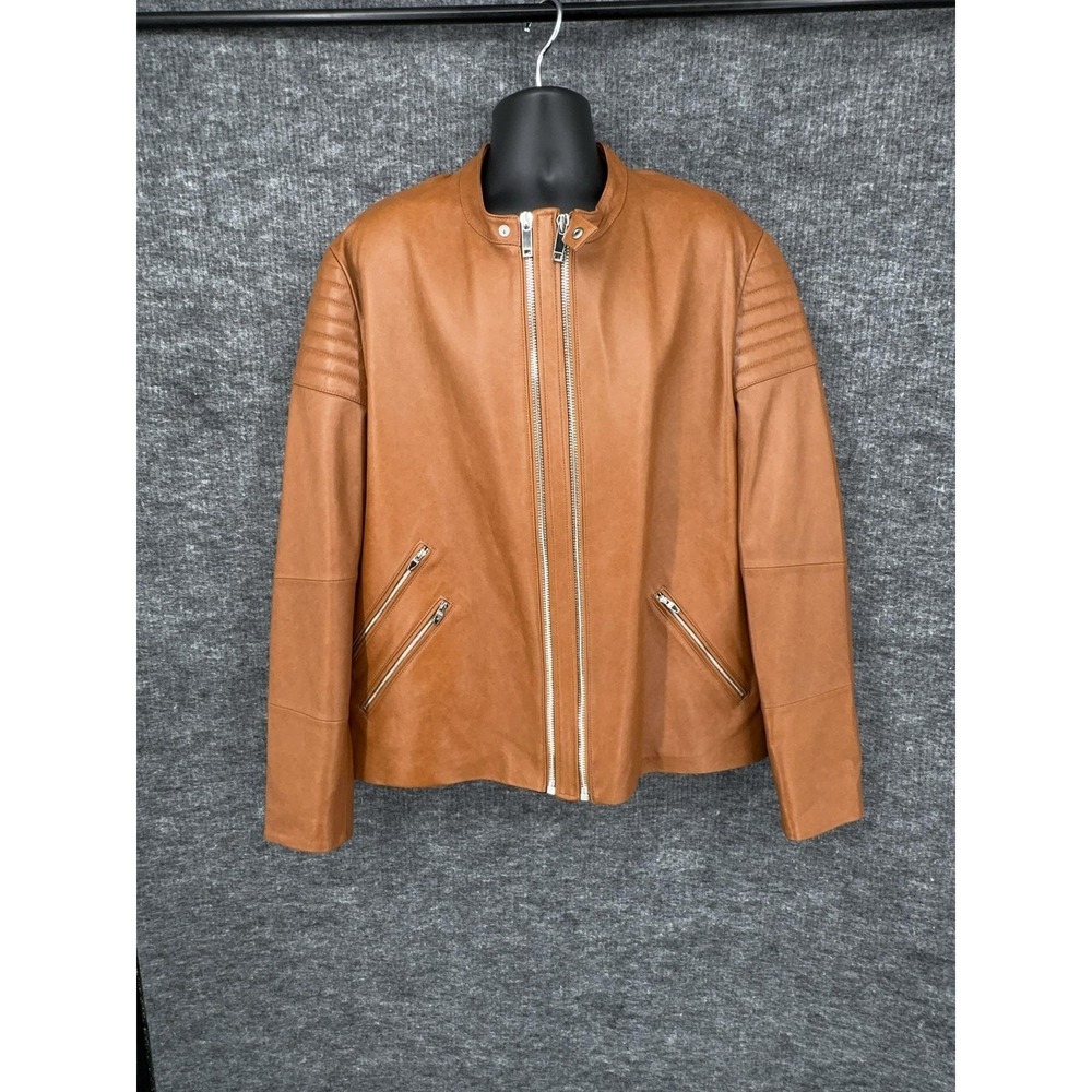 Cadogan Jaxson Leather Jacket Mens 4XL Brown Napa Lambskin Bomber Zip Moto